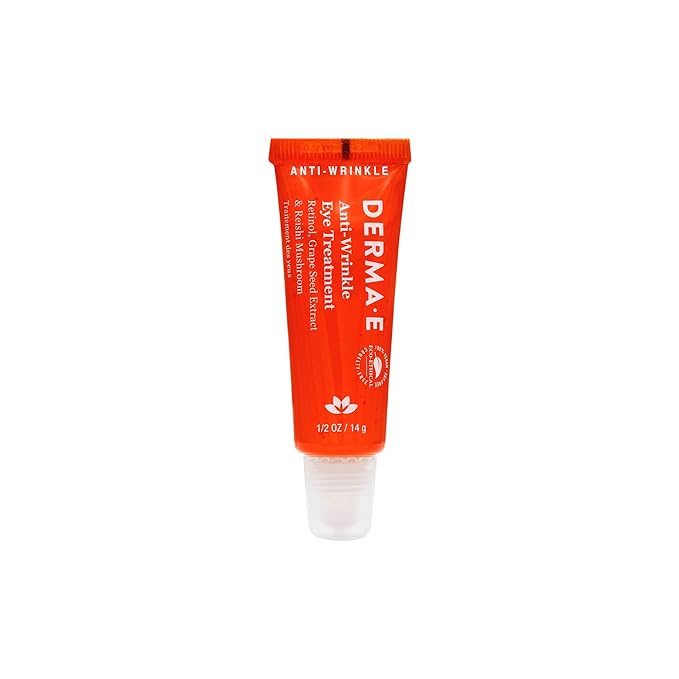 Derma E Anti-Wrinkle Eye Treatment – Anti-Aging Cream with Retinol, Grape Seed Extract and Reishi Mushroom – Hydrating Serum for Under Eye and Eyelids, 1/2 oz