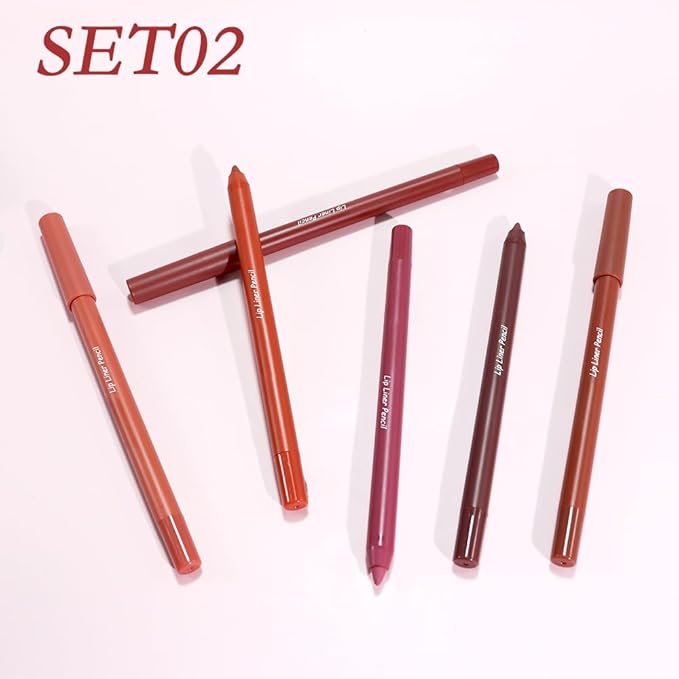 6 pcs Matte Red Lip Liner Pencil Cream Long-Lasting