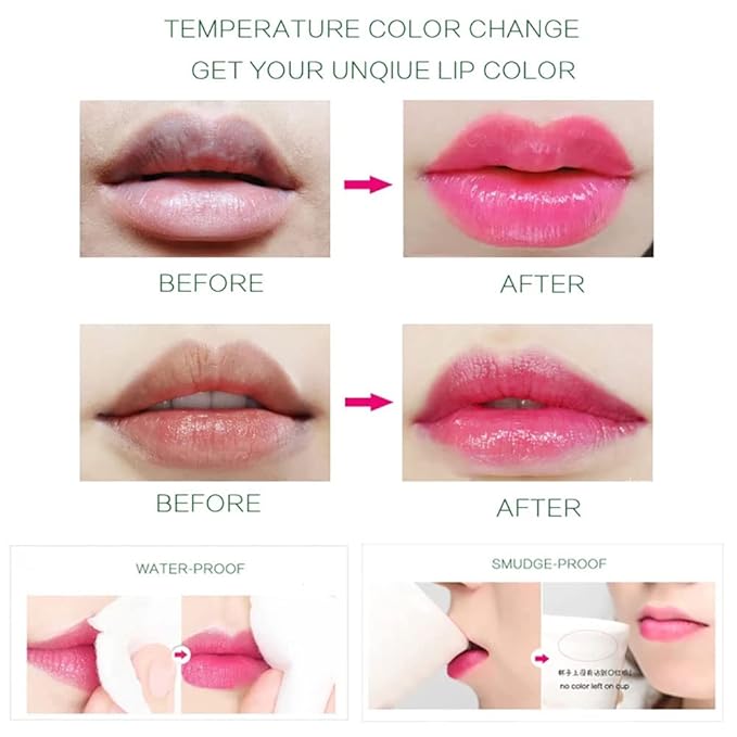 3 Pcs Aloe Vera Color Changing Lipstick,Long Lasting Lip Care Nutritious Plumper Lip Balm Moisturizer Magic Temperature Color Change Lip Gloss Matte Makeup (SET03)