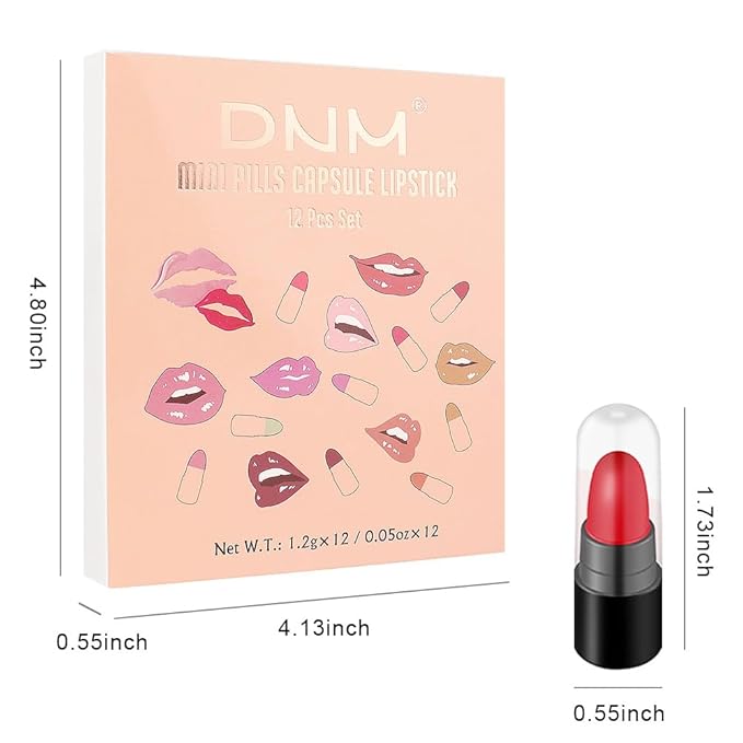 12 Capsule Pills Lipstick Mini Lip Stick Packs originales