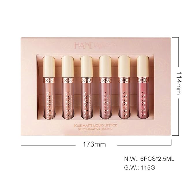 Matte Liquid Lipstick Sets, 6 Nude Colors Non-stick Gloss,