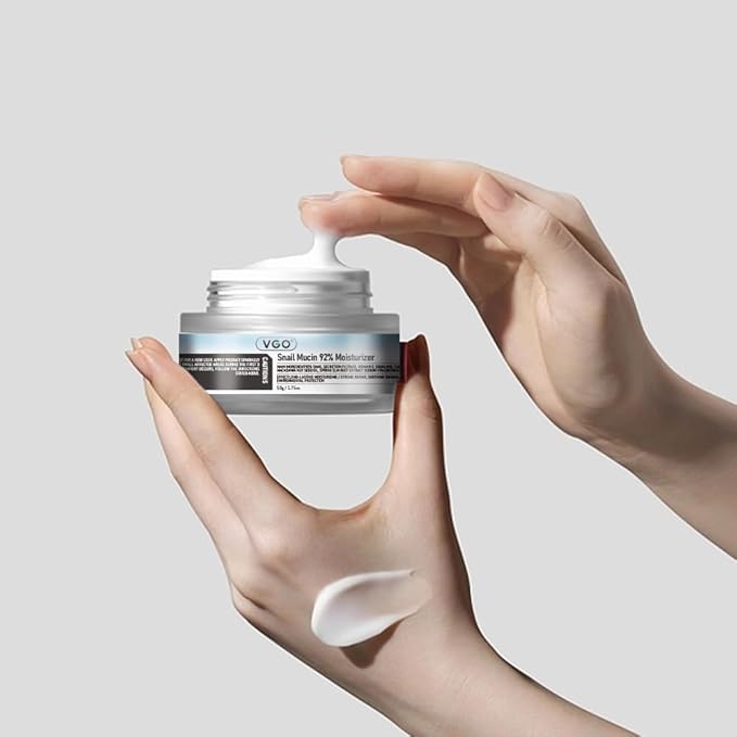 VGO Snail Mucin 92% Moisturizer 1.76 Fl Oz + Eye Cream for Dark Circles and Puffiness 0.5 Fl Oz