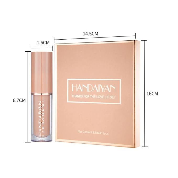 12Pcs Long-Lasting Matte Nude Lip Gloss Lipstick Lip Long-Lasting
