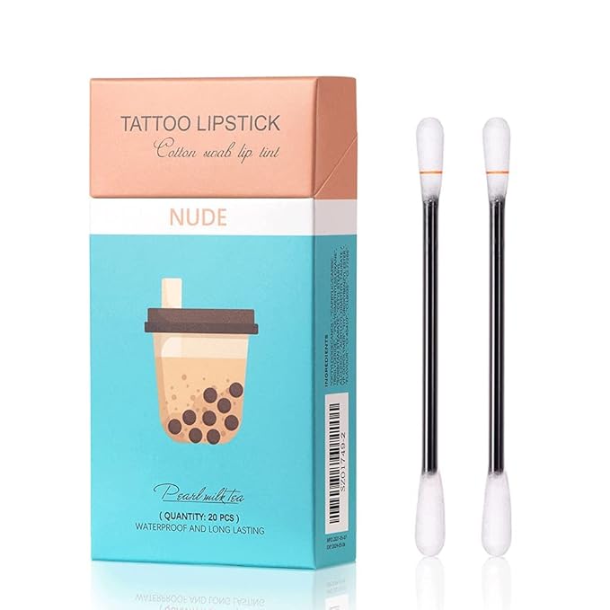 FLIPNEX 20Pcs Cotton Swab Tattoo Lipstick, Tattoo Lipstick Long