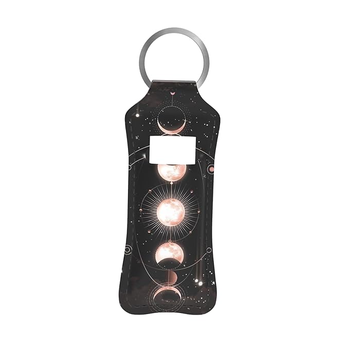 Moon Phase Eclipse Design Chapstick Holder Keychain, Portable Design