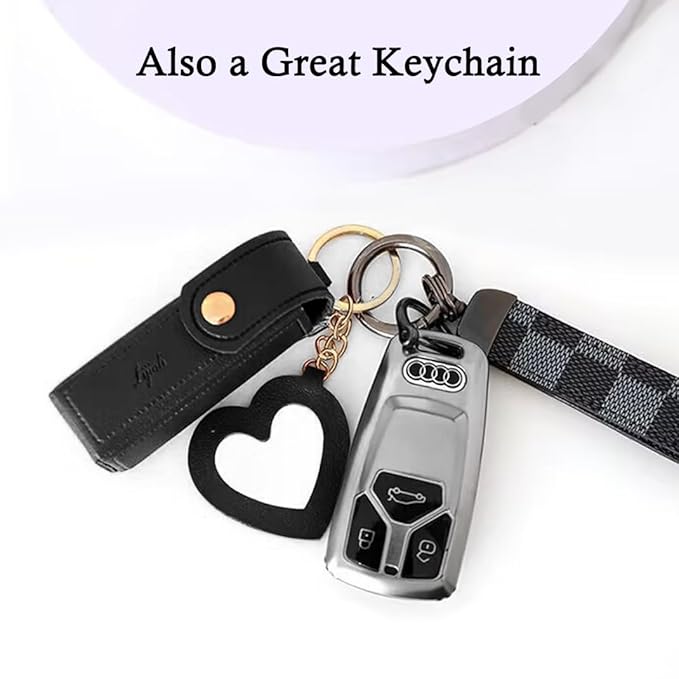 2 pcs Lipstick Cases Keychain Chapstick Case Holder Lip Balm Sleeves Pouch with Mirror Heart Shaped, Portable Leather Lip Gloss Mini Bags Stocking Stuffers (black+white)
