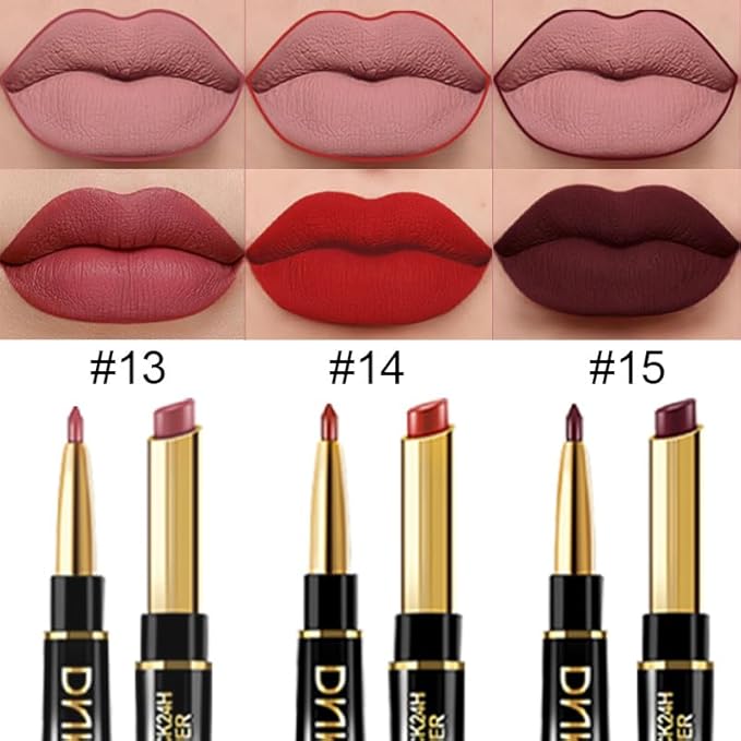 evpct 3Pcs Dark Deep Ruby Mauve Red Lip 24 l