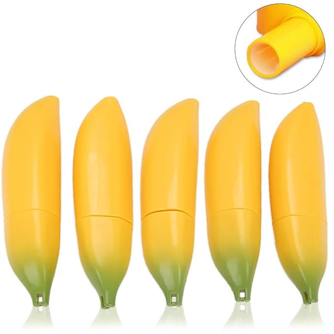 5pcs Empty Lip Balm Tubes, Banana Shaped Plastic