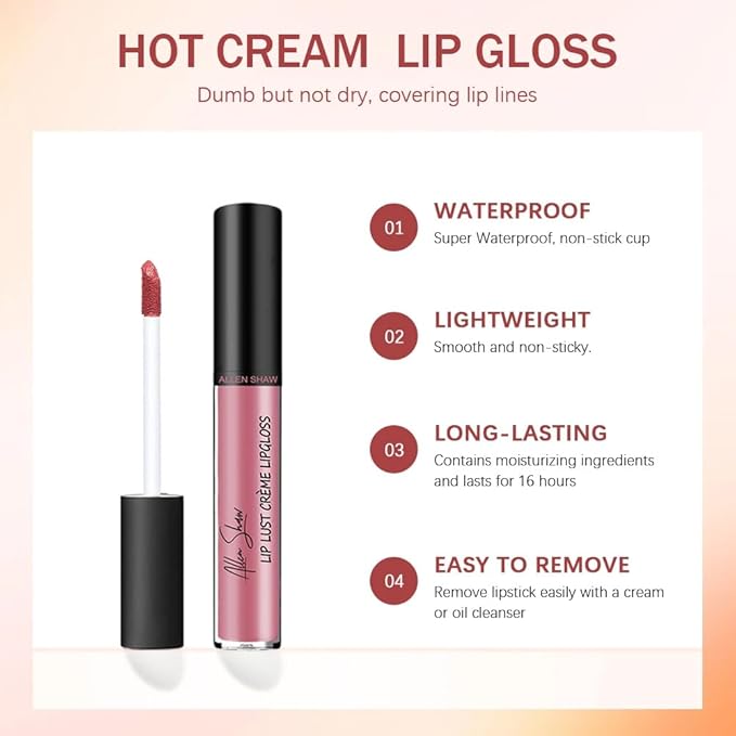 12 Color Cream Lip Gloss, Sexy Women Lipstick,