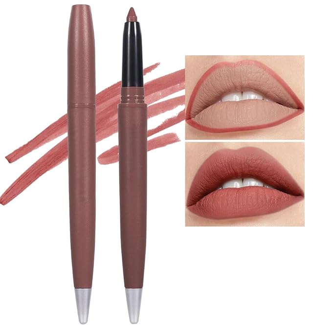 Matt Nude Lipstick Lipliner Lip Crayons Pack Set,Velvet Moisture Smooth Matte Lipstick Pencils,Waterproof&Waterlasting, (06, Pack of 1)