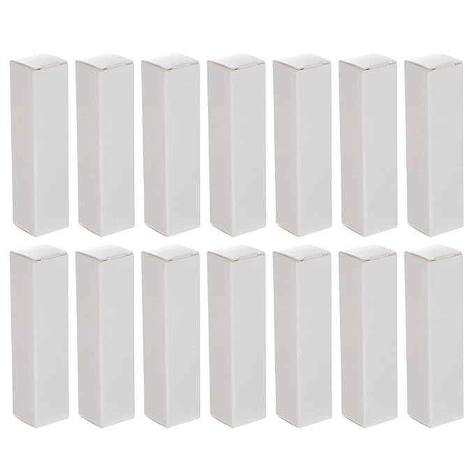 EXCEART Lipstick Pack Box 50 Pcs Lip Gloss Tubes Kraft Paper Packaging Boxes Lipstick Storage Boxes Lip Balm Wrapping Box (White) Paper Essential Oil Box