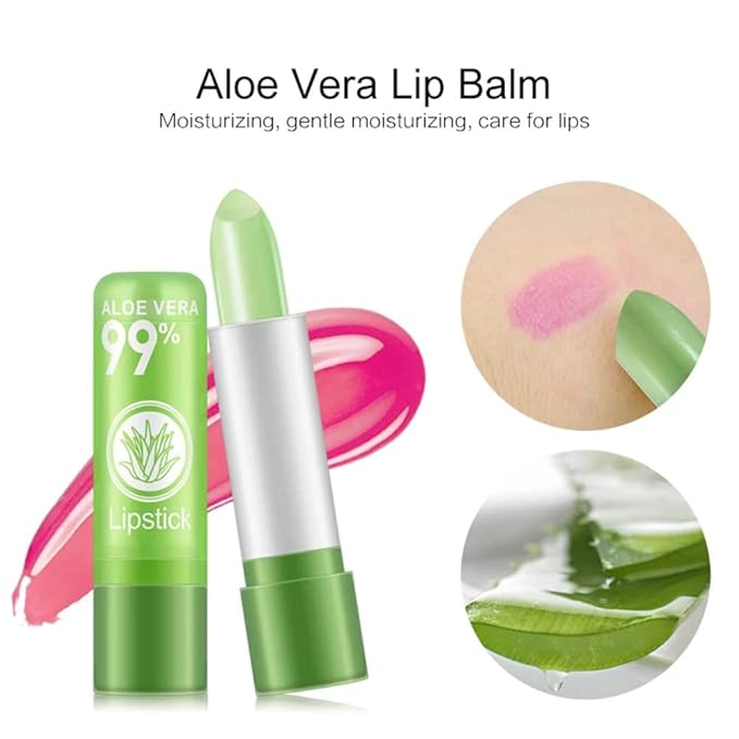 3 Pcs Aloe Vera Color Changing Lipstick,Long Lasting Changing