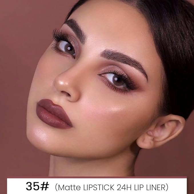 evpct 1Pcs Chocolate Matte Lip Liner and Lipstick