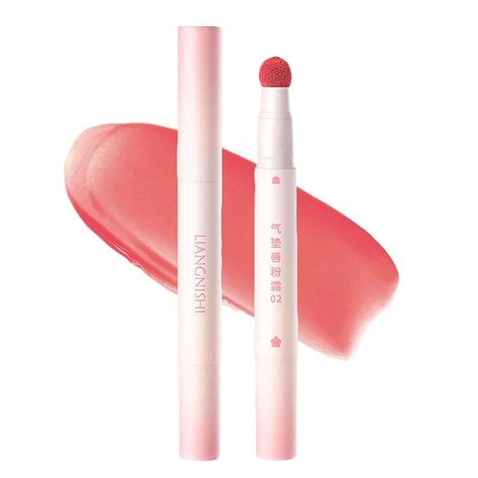 Matte Air Cushion Lipstick, Beauty Wand Lip Cream, Lip Glaze Korean Lipcolor Tinted Lip Gloss, Non-stick cup, Quick-drying, Cheeky Finish (04 So Peach)