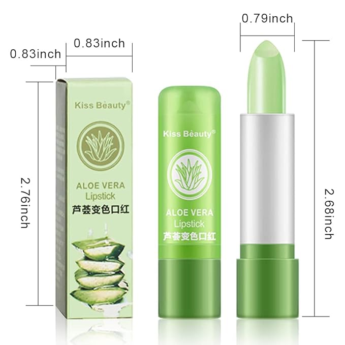 3 Pcs Aloe Vera Color Changing Lipstick,Long Lasting Lip Care Nutritious Plumper Lip Balm Moisturizer Magic Temperature Color Change Lip Gloss Matte Makeup