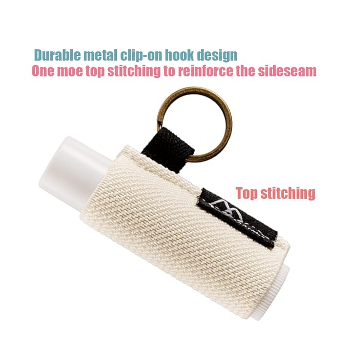 WK IEASON - Lip Balm Holder Keychain Clip (Beige/green/yellow/black/rose)