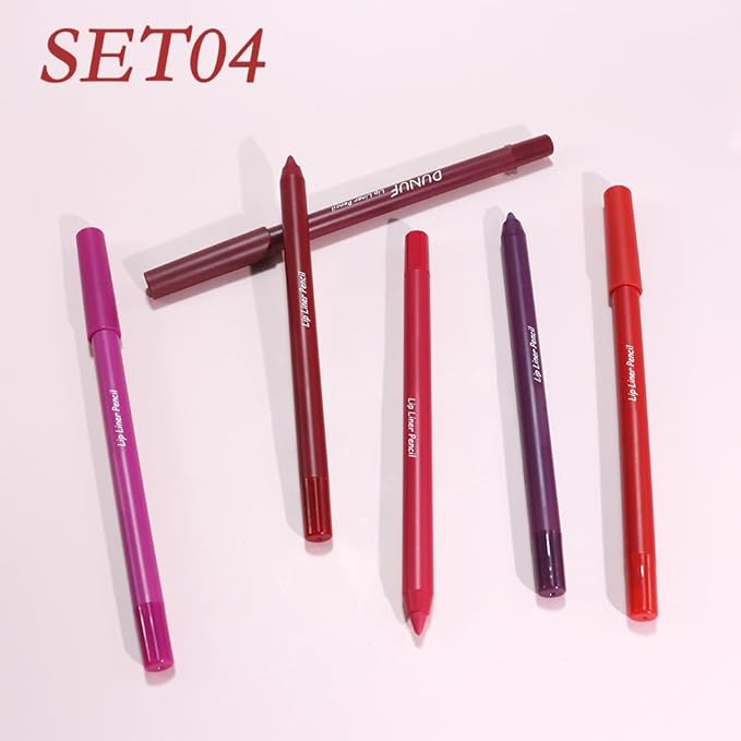 6 pcs Matte Red Lip Liner Pencil Cream Long-Lasting
