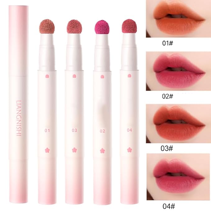 Matte Air Cushion Lipstick, Beauty Wand Lip Cream, Lip Glaze Korean Lipcolor Tinted Lip Gloss, Non-stick cup, Quick-drying, Cheeky Finish (03 Pomegranate)