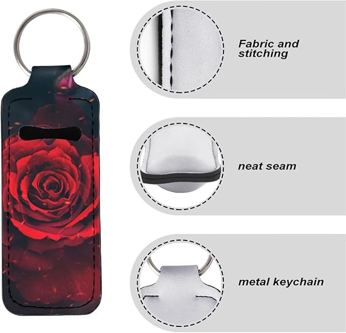 Women Girls Red Rose Print Lipstick Travel