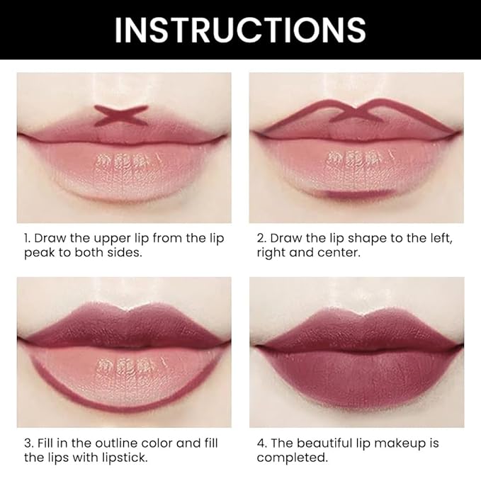 evpct 3Pcs Matte Lip Liner and Lipstick Comb