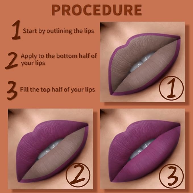 6 pcs Matte Red Lip Liner Pencil Cream Long-Lasting