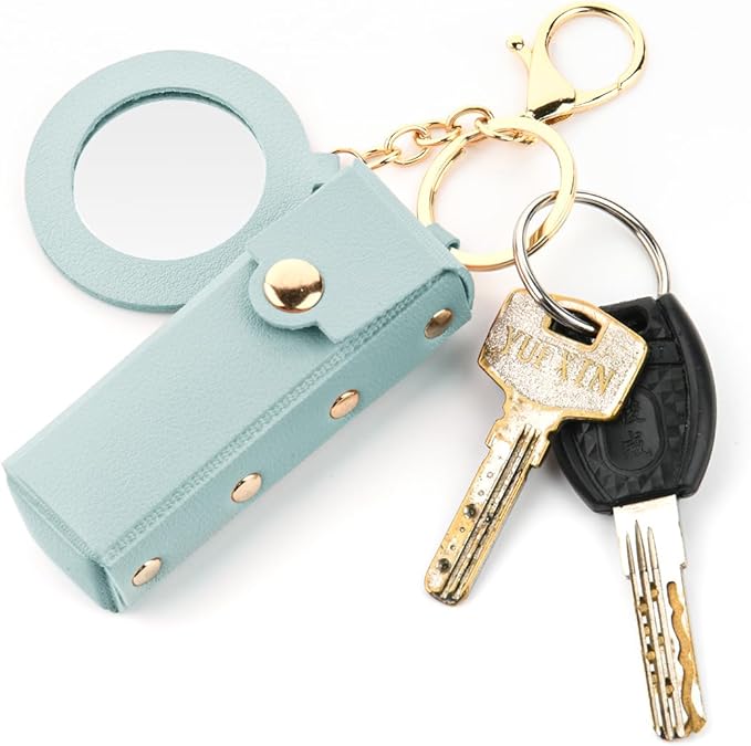 Lipstick Organizer Keychain Chapstick Case with Mirror Organizer