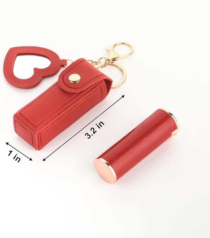 Lipstick Organizer Keychain Chapstick Case with Mirror Organizer
