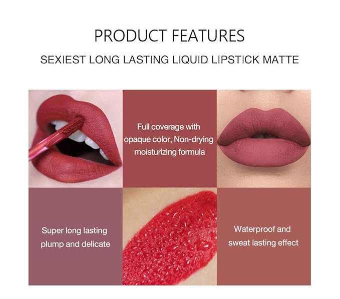3 Colors Matte Liquid Lipstick Sets , Matte Long-Lasting