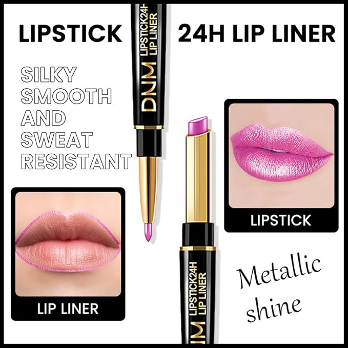 evpct 3Pcs Nude Pink Rose Red Metallic Shine Lip