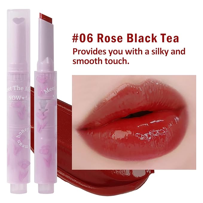 3Pcs Jelly Lipstick, Tinted Lip Gloss Heart Shape Lip Glaze, Moisturizing and Hydrating Glossy Lip Gloss Lip Balm, High-shine Finish Lip Makeup Lip Pen for Nourished, Fuller-looking Lips