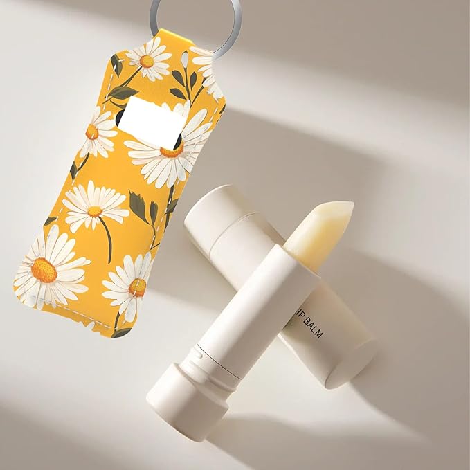 Cute Daisy Design Chapstick Holder Keychain, Portable Lip Design
