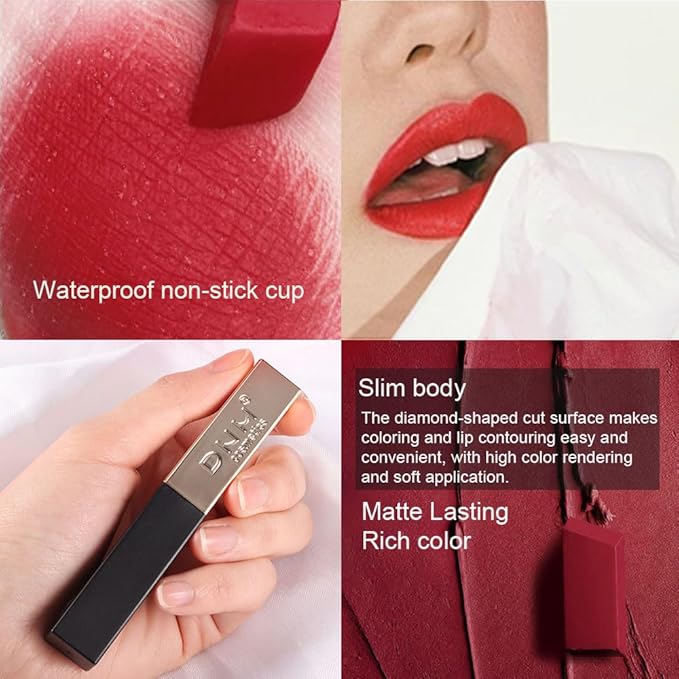 evpct 3Pcs Dark Deep Light Bright Ruby Red Mauve Matte Color Stay Lipstick Lip Crayon Set for Women Waterproof Long Lasting 24 Hour Lipstick labiales matte larga duracion 24 mate 24 horas originales