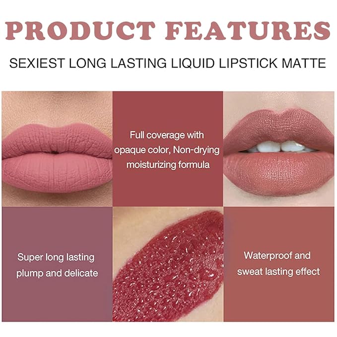 3 Colors Red Tube Lipstick, Cigarette Lipstick Set, Labiales Mate Velvet Lipstick Moisturizer & Smooth, Long Lasting 24 Hours Waterproof (Set B)