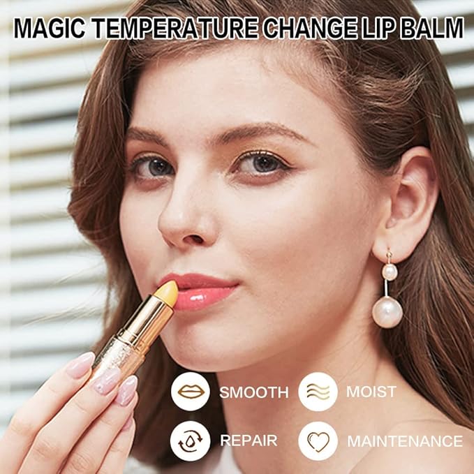 3 Pcs Waterproof Color Changing Lipstick - Glossy Finish, Moisturizing, Long Lasting, Adjustable Color Depth