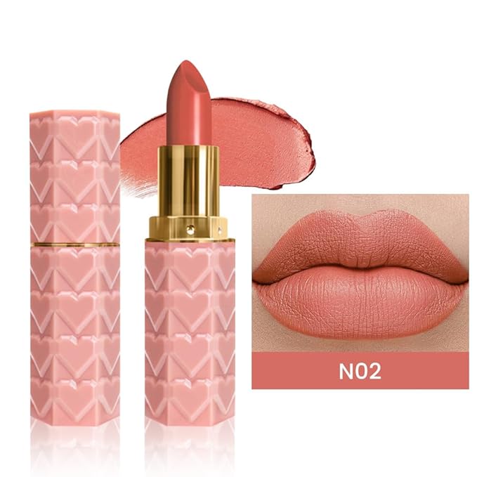 evpct 1Pcs Nude Pink Lipstick, Silky Velvet Matte Lipstick Pack Sets for Women, Long Lasting Smudge Proof Lipstick Lip Stain Makeup Kit matte lipstick 24 hours original N02