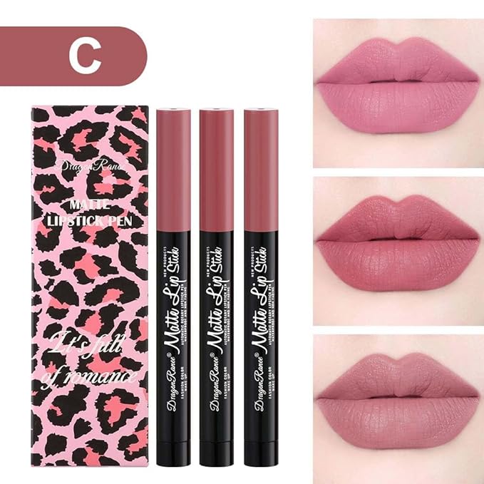 Three Lipstick Automatic Rotary High Pigment Red Pink High