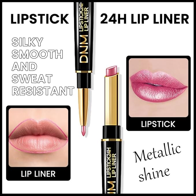 evpct 1Pcs Rose Pink Metallic Shine Shimmer Lip