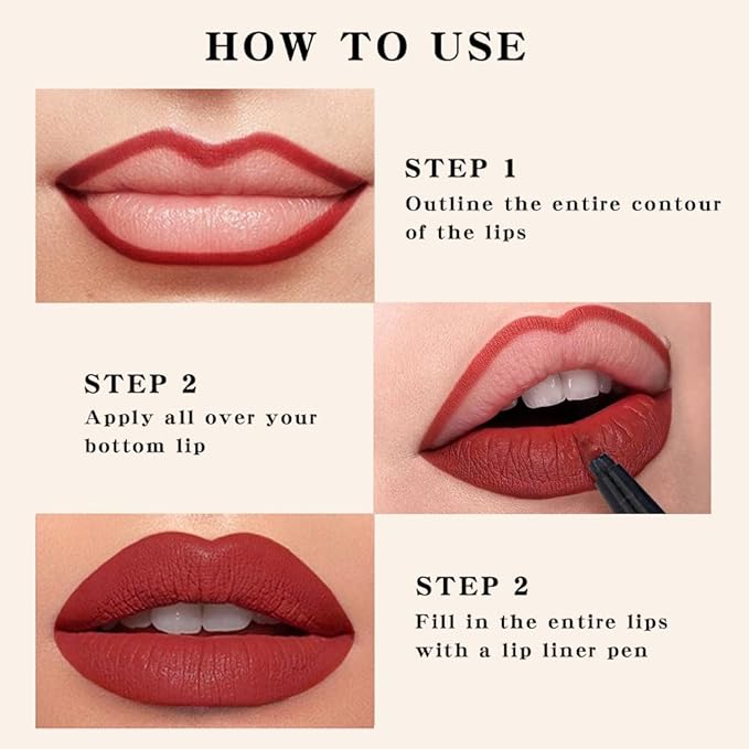 AMY'S DIARY Red Matte Lip Tint Stain Pen,Versatile Pen,Long
