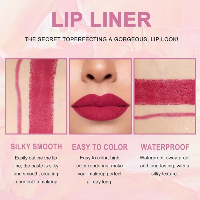evpct 1Pcs Plum Red Lip Liner and Lipstick