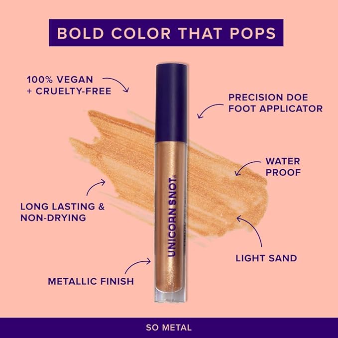 Unicorn Snot Liquid Metal Lip Paint - Metallic Lip Gloss - Non-drying, Long-lasting Liquid Lipstick, Intense Pigment Lip Color with Metallic Shimmer - Vegan, Cruelty-Free Lip Makeup, Light Pink (Dune)