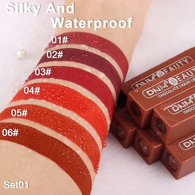 6Pcs Chocolate Matte Liquid Lipstick Lipgloss Lip Gloss Lipgloss