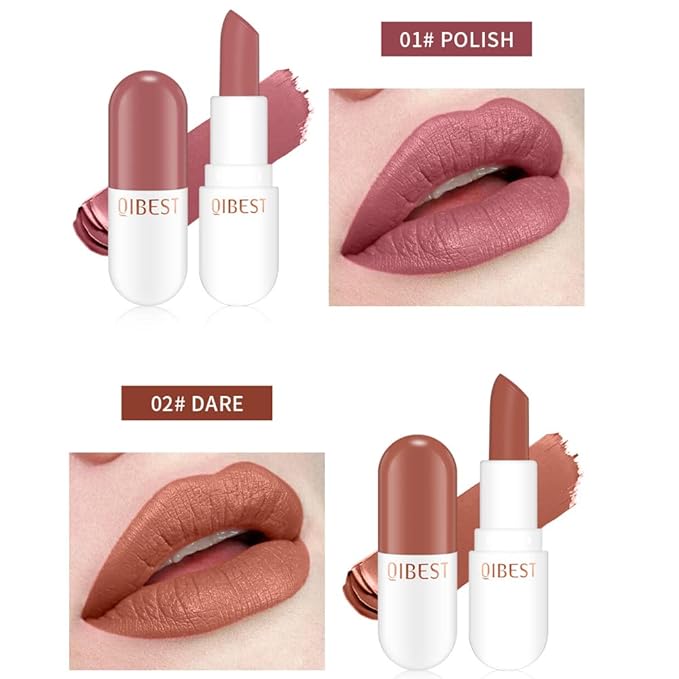 QiBest Mini Capsule Lipstick 6 Piece Set Velvet Long