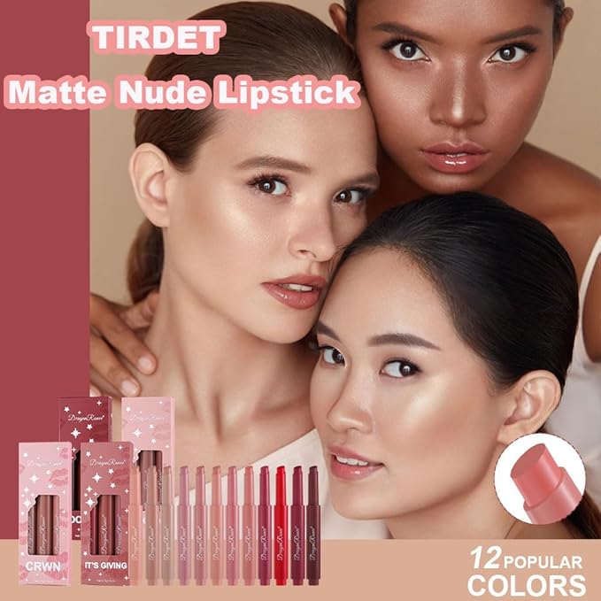 3 Colors Matte Lipstick Set, Nude Lipstick Makeup Long