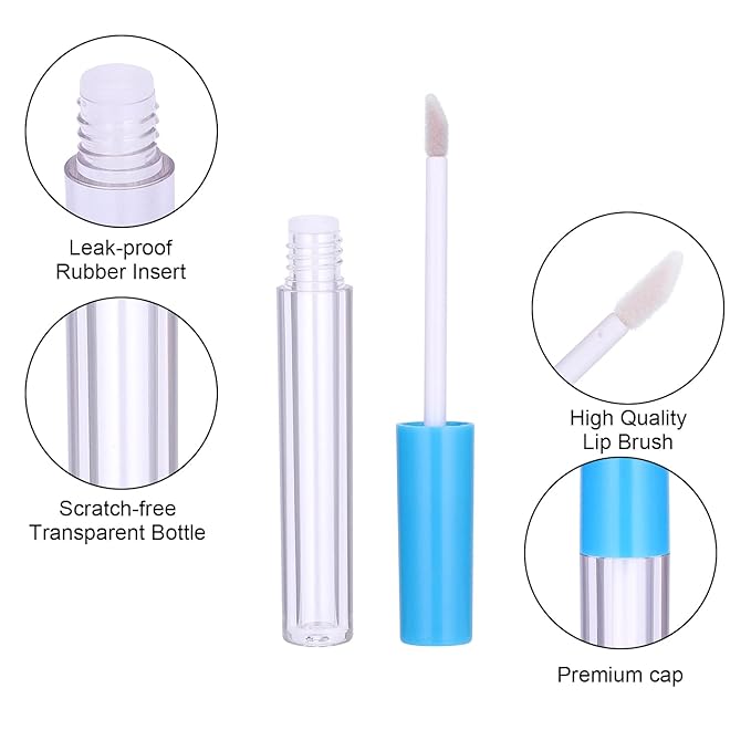 20Pcs Empty Lip Gloss Tubes Cute 1.3ml Blue Gloss