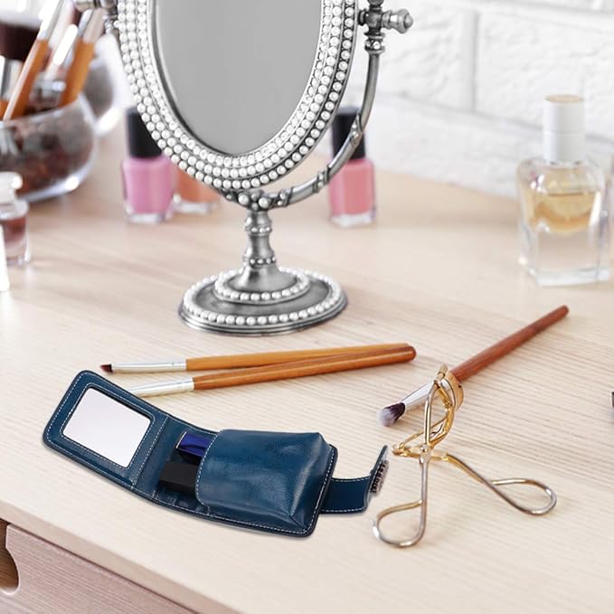 VALICLUD Makeup Bag with Mirror Hand Held Mirror Bag