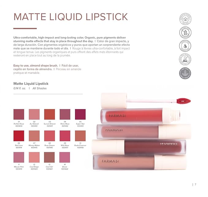 FARMASi Make Up Matte Liquid Lipstick, Long-Lasting Long-Lasting