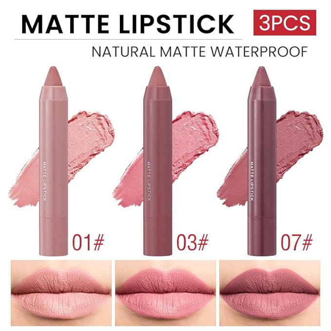 BINGBRUSH Crayon Matte Longwear Lipstick Pack Set,Moisture Sm