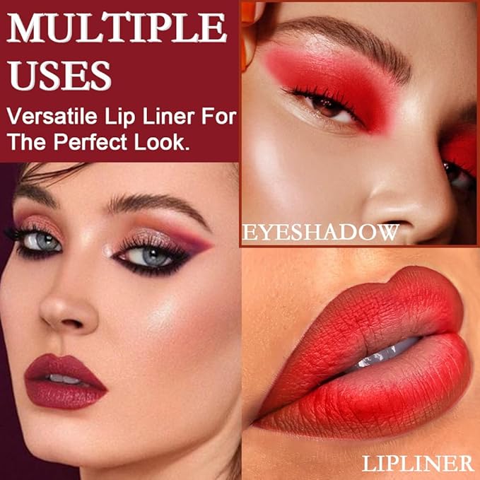 6 pcs Matte Red Lip Liner Pencil Cream Long-Lasting