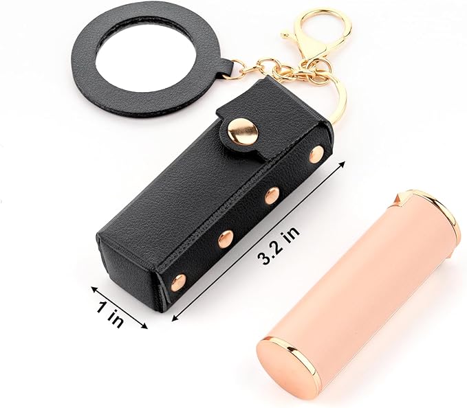 Lipstick Organizer Keychain Chapstick Case with Mirror Organizer