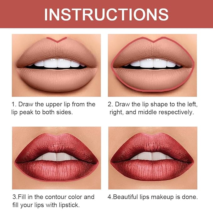 evpct 1Pcs Mauve Red Metallic Lip Liner and Lip